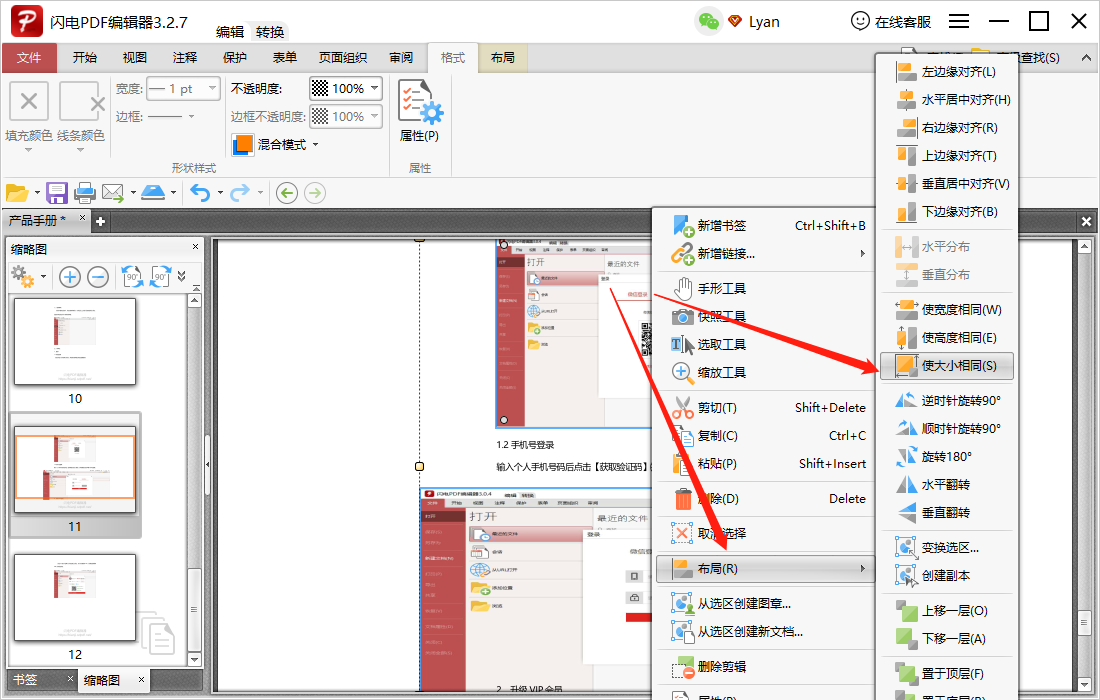 闪电PDF编辑器设置图片统一大小4