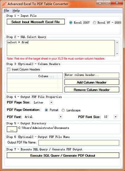 Advanced Excel To PDF Table Converter最新版1