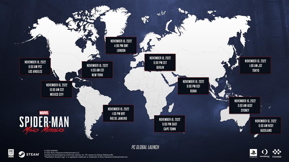 《漫威蜘蛛侠：迈尔斯》PC版全球上线时间图公布  现已开启预载