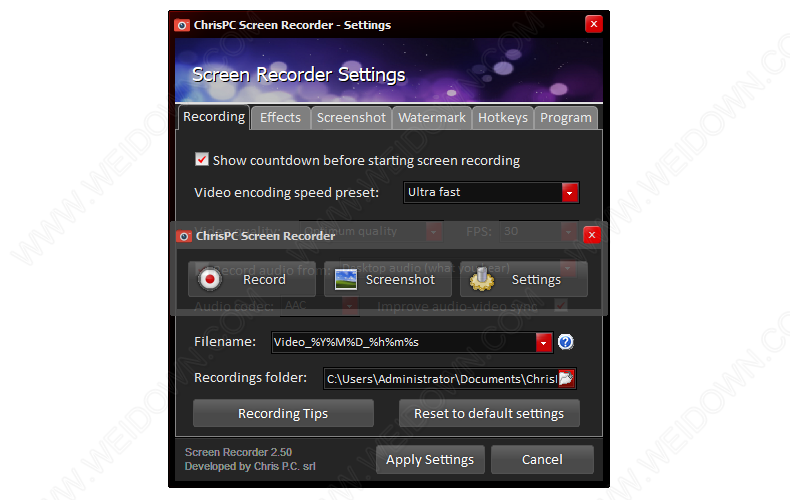 ChrisPC Screen Recorder Pro下载v2.52