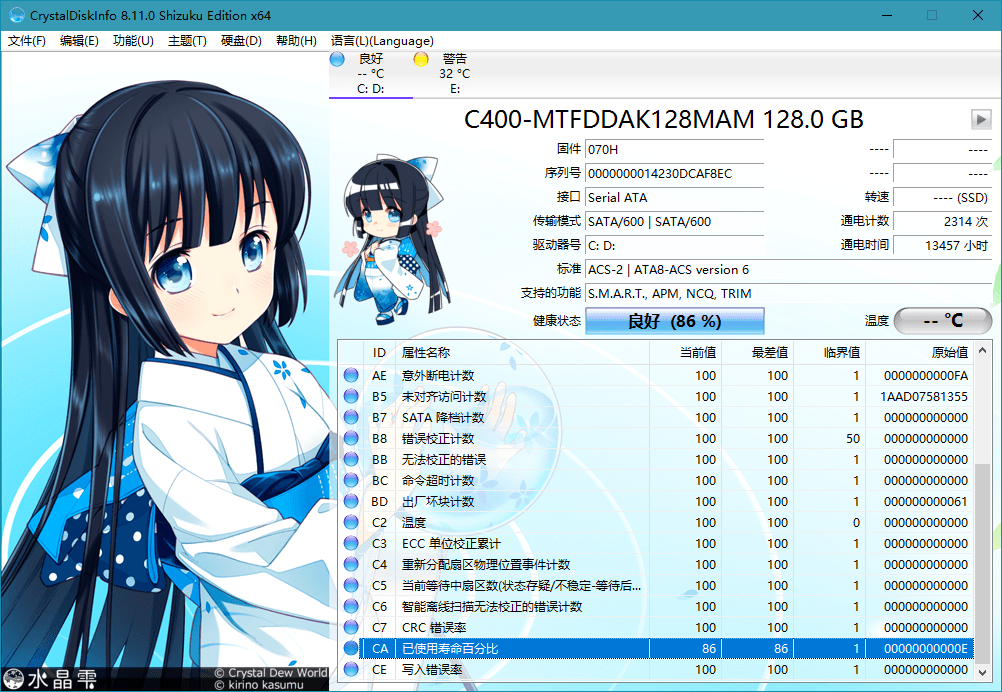 CrystalDiskInfo美化版（硬盘检测工具） 8.15.0萌化版0