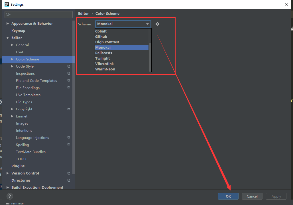 JetBrains WebStorm设置主题以及字体2