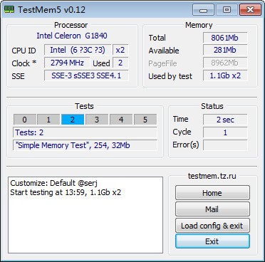 TestMem5(内存测试软件) V0.1.2 免费绿色版1